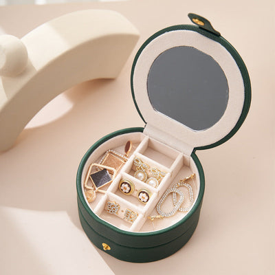 Coffret à Bijoux Rond Cuir - Vert